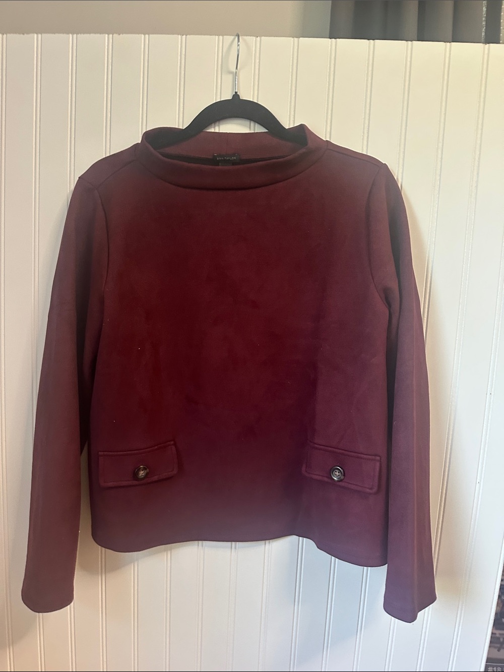 Ann Taylor Burgundy Mock Neck Pullover Sweatshirt